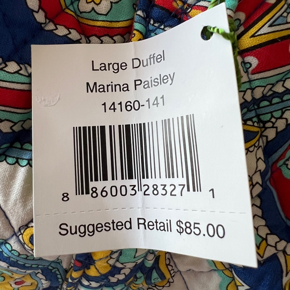 Vera Bradley large duffle new.  Smoke free home.